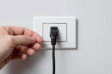 A hand inserting a plug into a wall socket