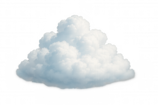 Fluffy white cumulus cloud isolated on transparent background, ideal for weather or sky-related designs