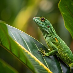 Small Green Iguana Closeup