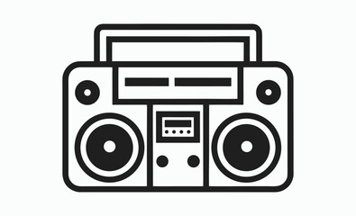 Boombox silhouette, Boombox black simple icon, portable stereo icon, music player vector, black and white illustration