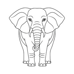 Obraz premium Detailed line art illustration of an elephant standing upright, showcasing its features against a blank background