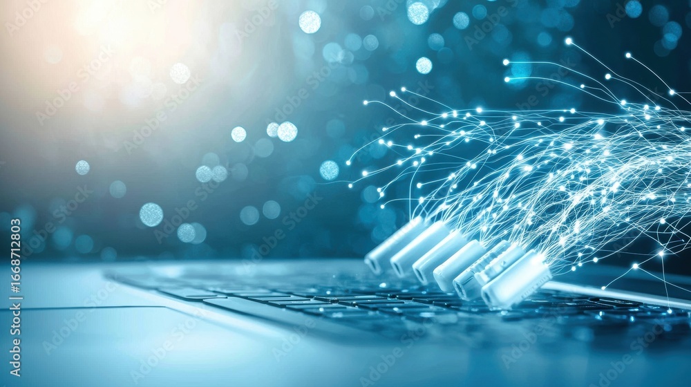 Aufkleber tech high speed futuristic data transfer between connected digital devices.