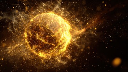 Fiery sphere of energy in space