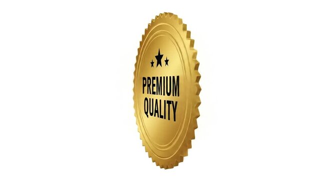 Image features a circular gold badge with a serrated edge, resembling a seal of approval or certification. At the center of the badge, the text 'PREMIUM QUALITY' is prominently displayed in bold, blac
