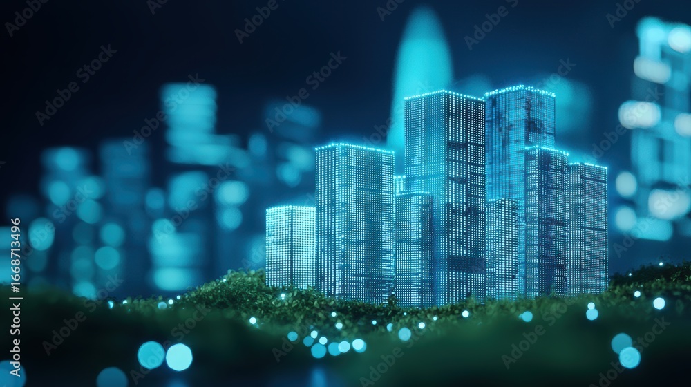 Poster big data futuristic city powered by ai driven big data analytics for urban planning.