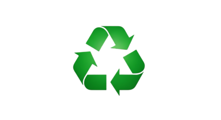 Recycle Symbol: A crisp, high-definition depiction of the universal recycling symbol, showcasing three green arrows in a continuous loop against a clean backdrop.