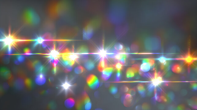 sparkle light, effect glass bokeh glitter, transparent bright, background flash reflex prism neon, crystal rainbow light rainbow Stock Illustration