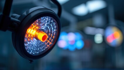Close-up surgical lamp in operating room