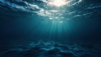 Sunlight beams through deep ocean water