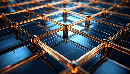 Abstract Metallic Grid on Reflective Surface with Connected Nodes
