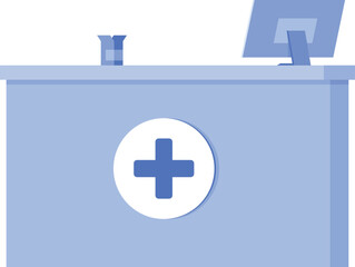 Pharmacy Counter with Medical Cross Symbol