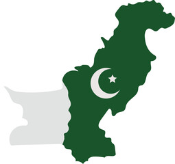 Map of Pakistan with Flag