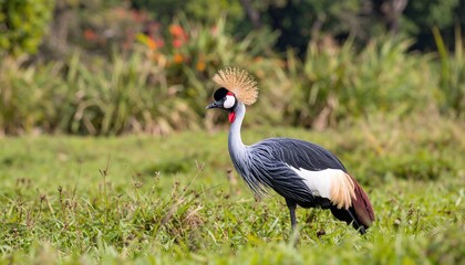Fototapeta premium Grey Crowned Crane in African Savanna