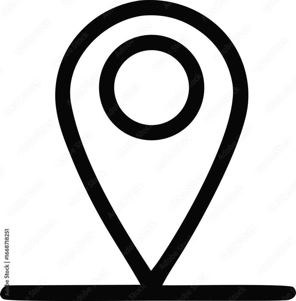 Poster simple outline map pin icon represents location pointer for navigation and geo-tagging on digital in
