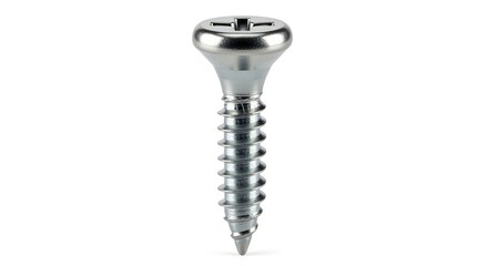 Close-up of a Shiny Metal Screw on a White Background