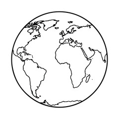 Simple outline of planet earth showing continents and oceans world geography globe representation © Mohon