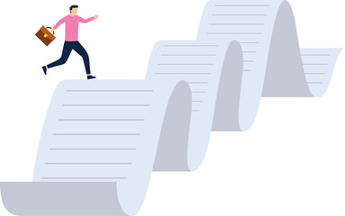 Debt and financial burden, businessmen run on endless length of bills

