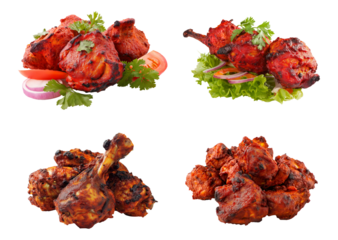 South Asian tandoori chicken meal isolated.