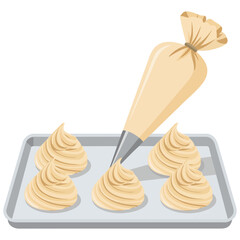 Kitchen pastry bag with cream for cake decoration isolated vector illustration on white background