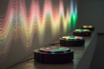 Colorful Waveform Projection on Rotating Discs light