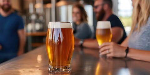 Friends Enjoying Beers at a Bar