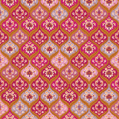 a pink and purple patterned wallpaper