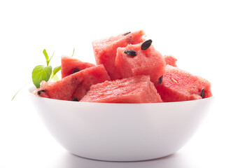 Fresh watermelon slices close-up in the studio