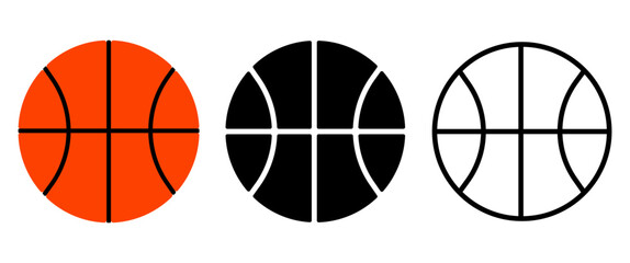 Obraz premium Basketball Minimal Icon Set, Modern Sports Symbols Collection