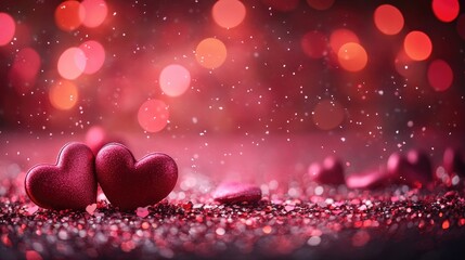 Obraz premium Two delicate, polished hearts Valentine's Background