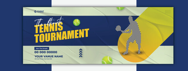 The ultimate tennis tournament Cover design template vector illustration