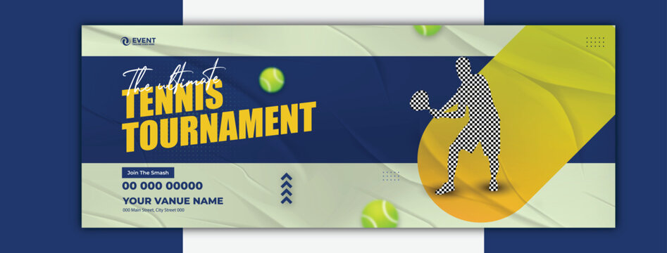 The ultimate tennis tournament Cover design template vector illustration