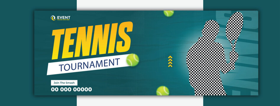 The ultimate tennis tournament Cover design template vector illustration