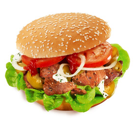 Burger, Ciabatta, salad
