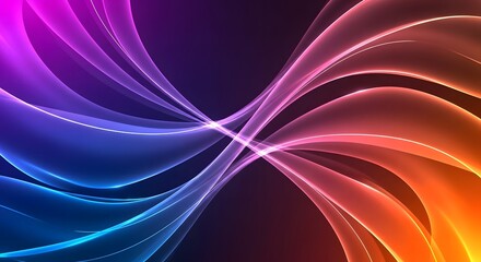 Abstract digital artwork featuring flowing, colorful, and dynamic light wave patterns against a dark backdrop.
