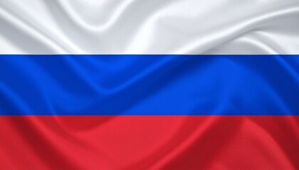 Naklejka premium Flag of Russia with white, blue, and red horizontal stripes—fabric texture with gentle folds adds realism and national symbolism.
