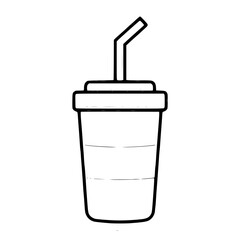 Disposable cup with straw isolated on white