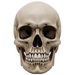 Fototapeta premium Realistic Human Skull Front View Isolated on Transparent Background