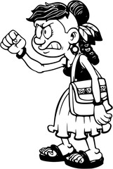 Angry woman with fist raised