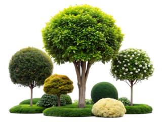  Tree Shrub Garden Decoration  isolated on white background ,PNG.AI Generated.