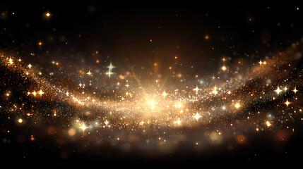 white and gold sparkle explosion with stardust glow, glitter flare and shining dust, 1920 festive magic burst with holiday light, star and bright glow effect.