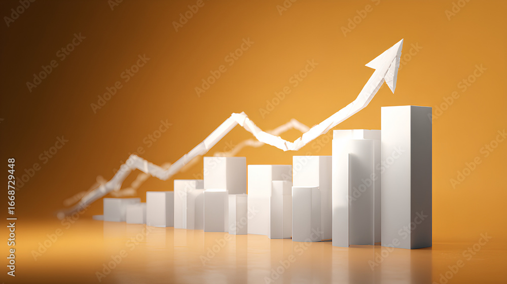Poster white curve graph with arrow moving up ward direction stock illustration