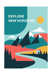 Naklejka premium Abstract Landscape Explore New Horizons in Nature's Embrace with Minimalist Art