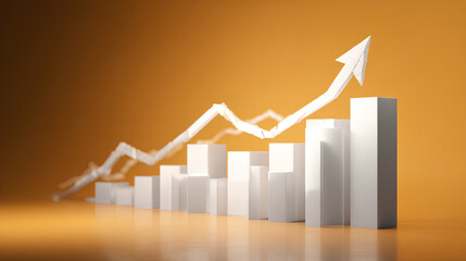 white curve graph with arrow moving up ward direction  Stock Illustration