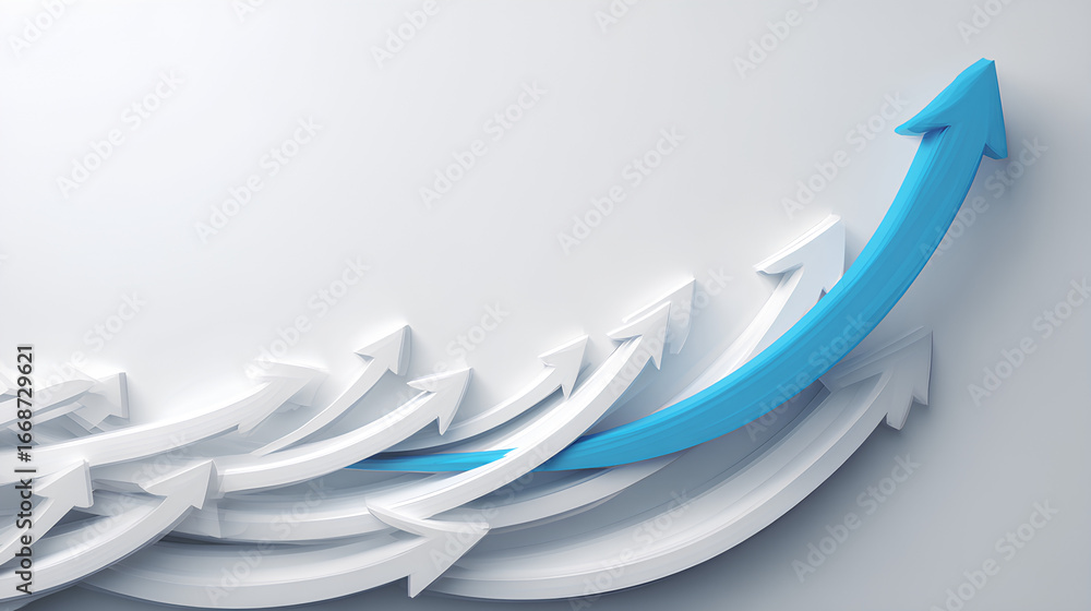 Aufkleber white curve graph with arrow moving up ward direction stock illustration