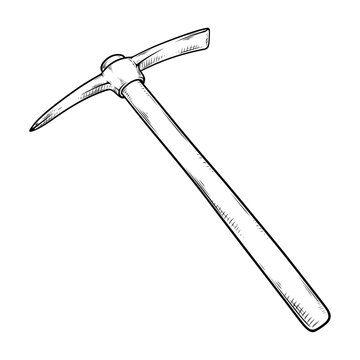 pickaxe sketch on white background clip art preview