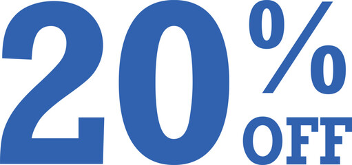 Bold blue 20 percent off sale announcement graphic with clear text vector