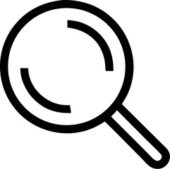 Minimal outline icon of a magnifying glass for seo and search