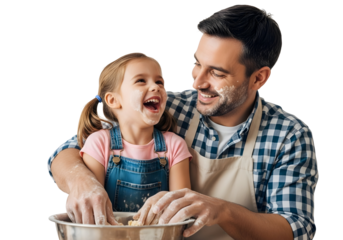 Happy Father and Daughter Baking Together in the Kitchen, Enjoying Quality Family Time