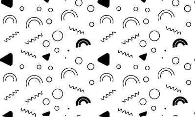 Abstract Geometric Pattern with Playful Shapes and Rainbows