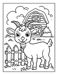 Happy Farm Animal Coloring Book, Cute Cows by the Barnyard, Playful Goats on the Farm, Little Ponies with Big Smiles, Peaceful Countryside Scenes, Fun & Easy Coloring for Kids , , line art vector 